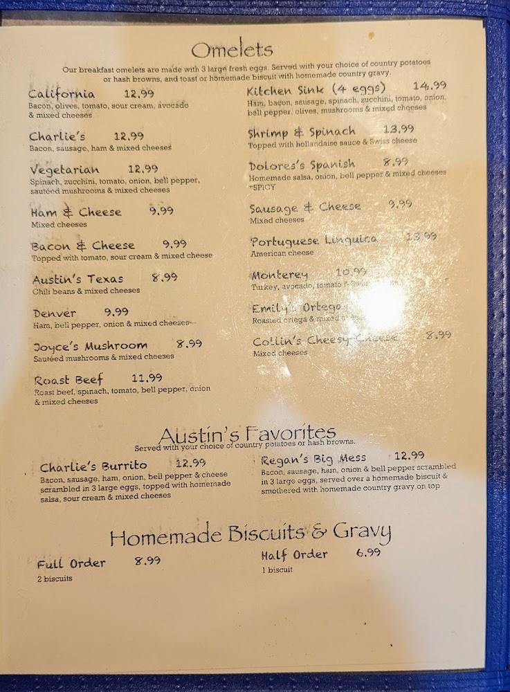 Charlies Café Menu image 1